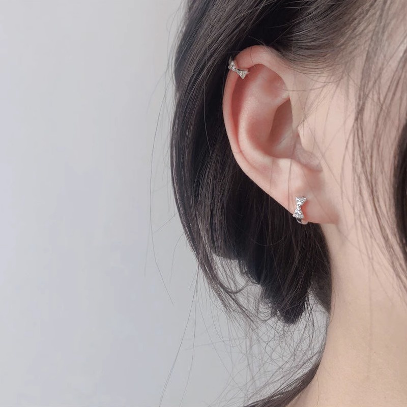 Bông Tai Mạ Bạc 925 Hình Tròn Đính Đá Thời Trang Dành Cho Nữ