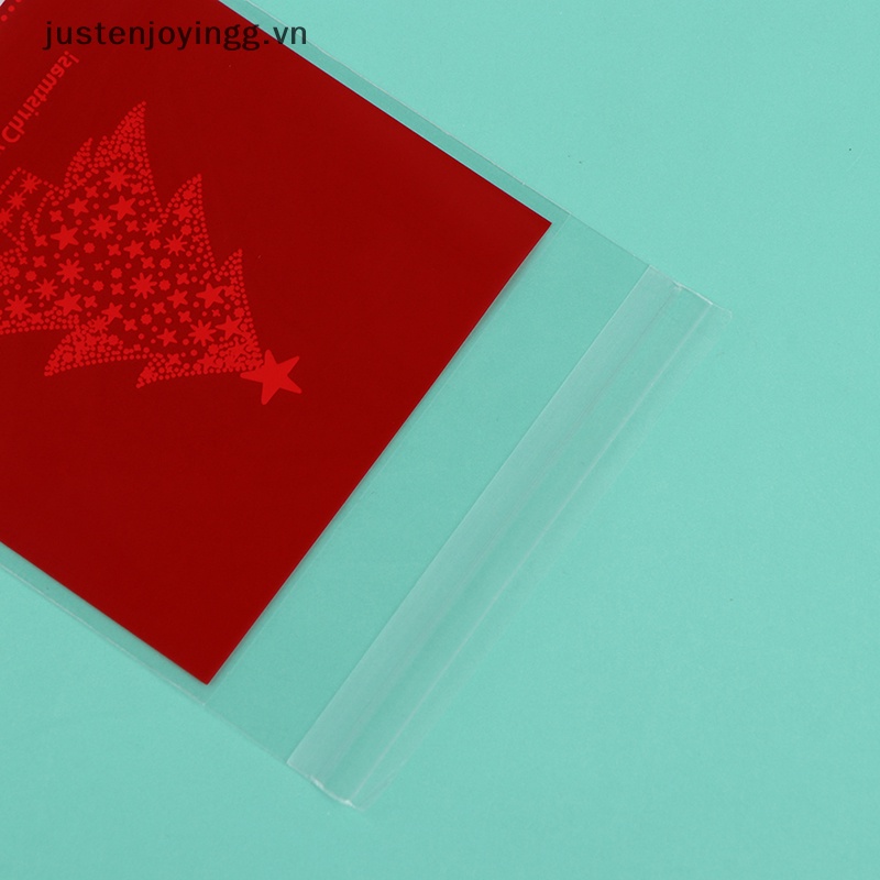 Set 100 Túi Nhựa Đựng Bánh Kẹo Giáng Sinh Tự Dính Kích Thước 10x10cm