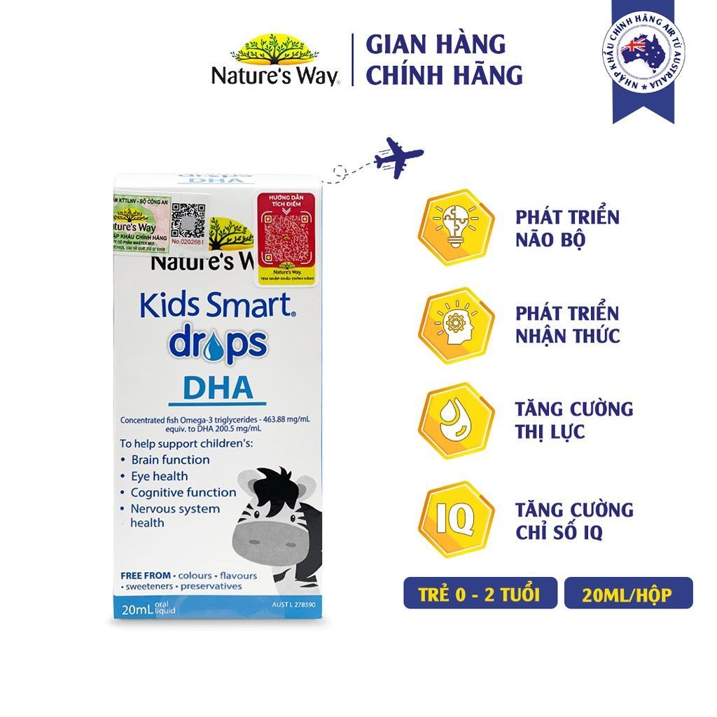 [ Tặng Bình Sữa ] Nature's Way Kids Smart Drops DHA 20ml