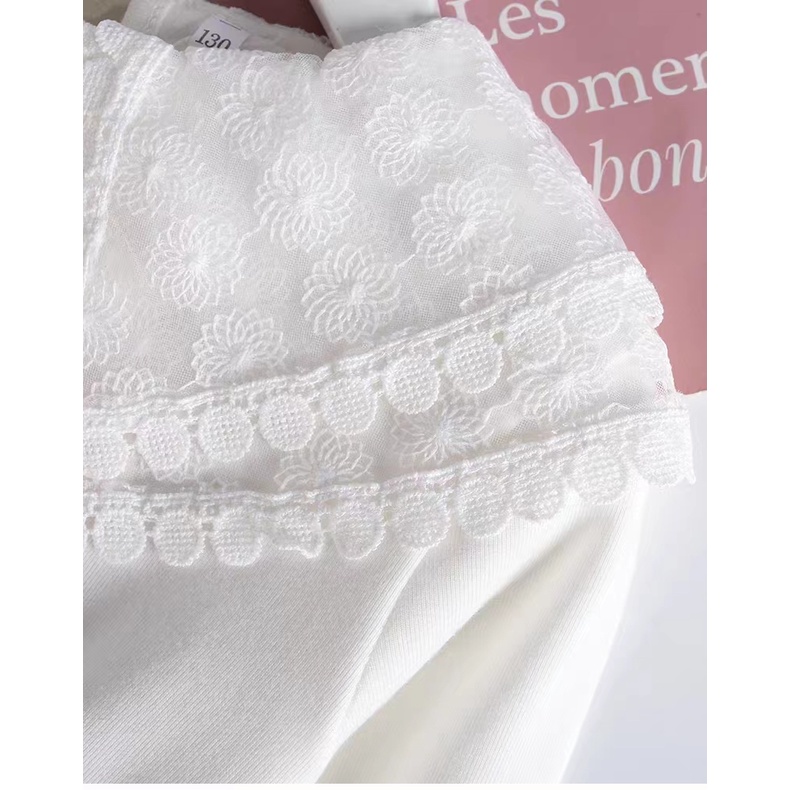 Áo Ren Trắng Cổ Búp Bê Cho Bé Gái