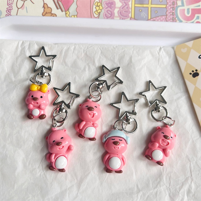 Móc Khóa Ba Lô Nhỏ Màu Hồng beaver Hàn Quốc Nhân Vật Hoạt Hình Anime Có Móc Khóa Trang Trí