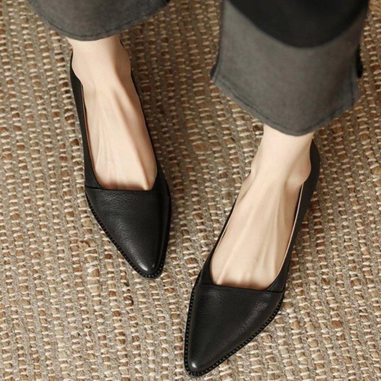 Giày Gót Thấp Mũi Nhọn Che Phủ Chân Thời Trang Dành Cho Nữ