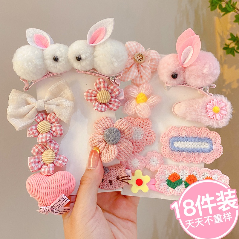 Bộ Kẹp Tóc Đính Nơ Họa Tiết Hoạt Hình Phong Cách Hàn Quốc Cho Bé Gái