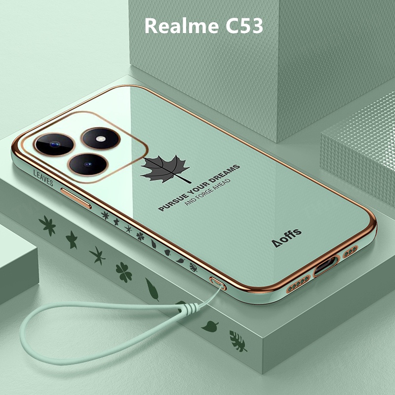 Ốp Lưng Realme C53 Mạ điện Lá phong Mềm Ốp Điện Thoại Realme C53 NFC