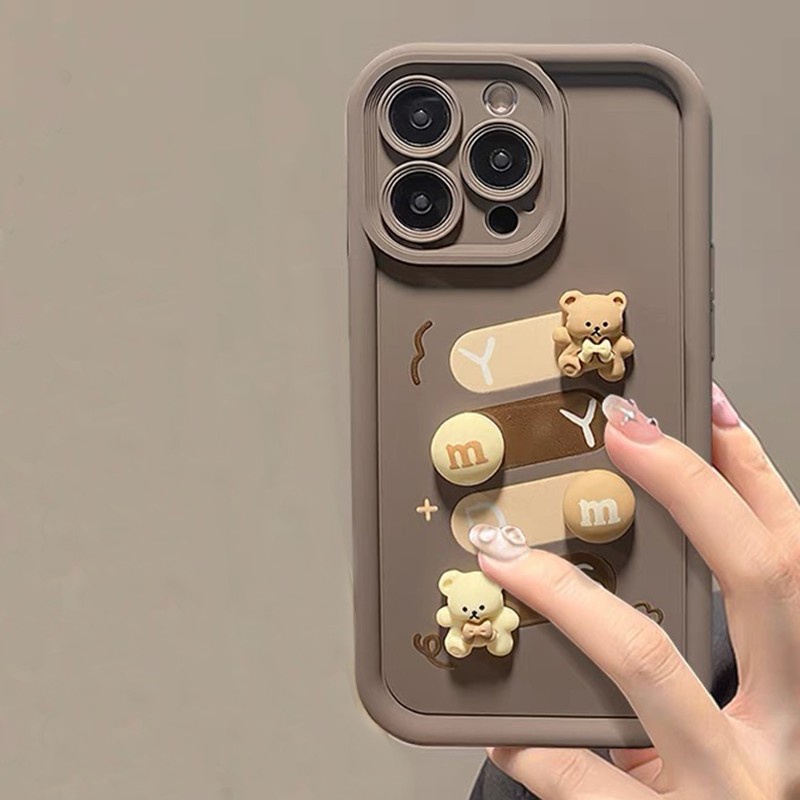 Ốp Điện Thoại Mềm Chống Sốc In Hình Gấu Và Hạt Cà Phê Cho iphone 15 pro max 14 13 12 11 pro max xr ix