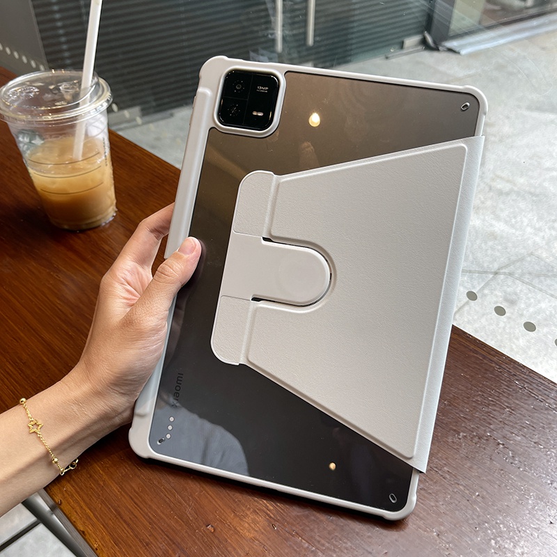 Bao Da Máy Tính Bảng Bảo Vệ 360 Độ Cho xiaomi redmi pad se 11inch 2023 360° Bao Da Điện Thoại acrylic Trong Suốt Nắp Lật Xoay Làm Giá Đỡ Thời Trang Ốp
