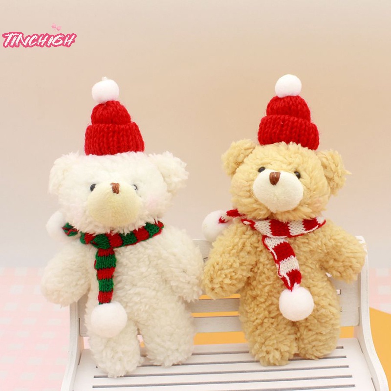 Móc Khóa Gấu Bông Giáng Sinh Dễ Thương Dệt Kim Mũ Khăn Choàng Dài Trang Trí Ba Lô