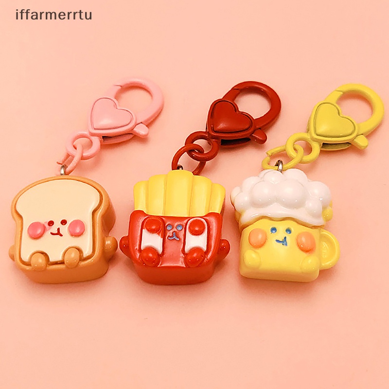 Móc Khóa Mô Phỏng Thức Ăn Chiên / hamburger / Gà Con Dễ Thương Vui Nhộn Dùng Để Trang Trí