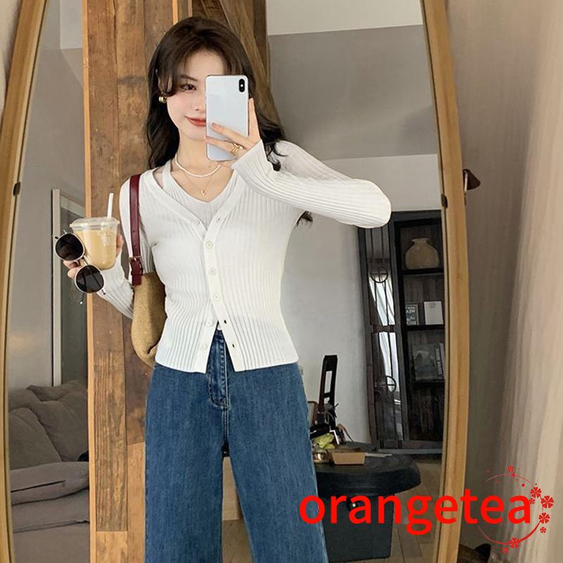 Áo Thun Tay Dài Giả Hai Lớp Dáng Ôm Màu Trơn Phong Cách Thập Niên 90 Cho Nữ