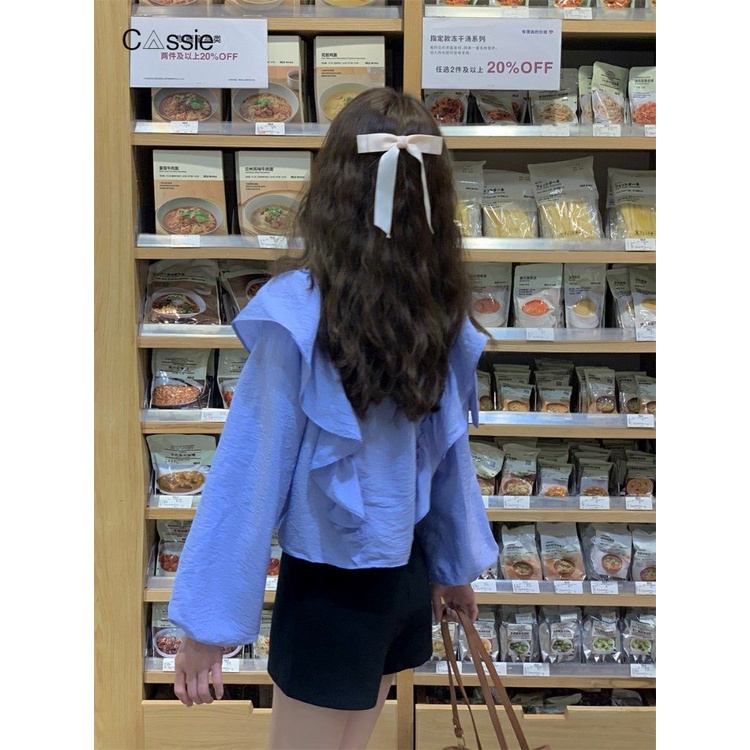 Cassie Áo Sơ Mi áo sơ mi nữ áo kiểu hàn quốc tráng lệ Phong cách chic may đo WCS2393GVW 39Z230926