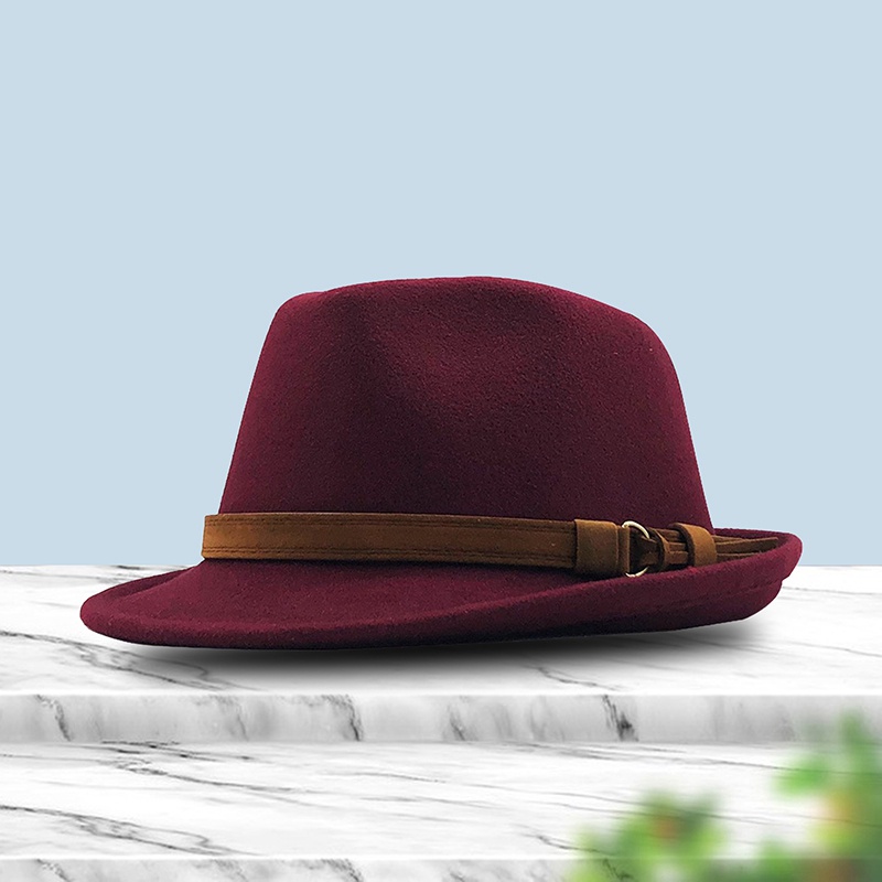 Mũ Phớt Da Phối Nút Phong Cách hip Hop Cho Nam Và Nữ