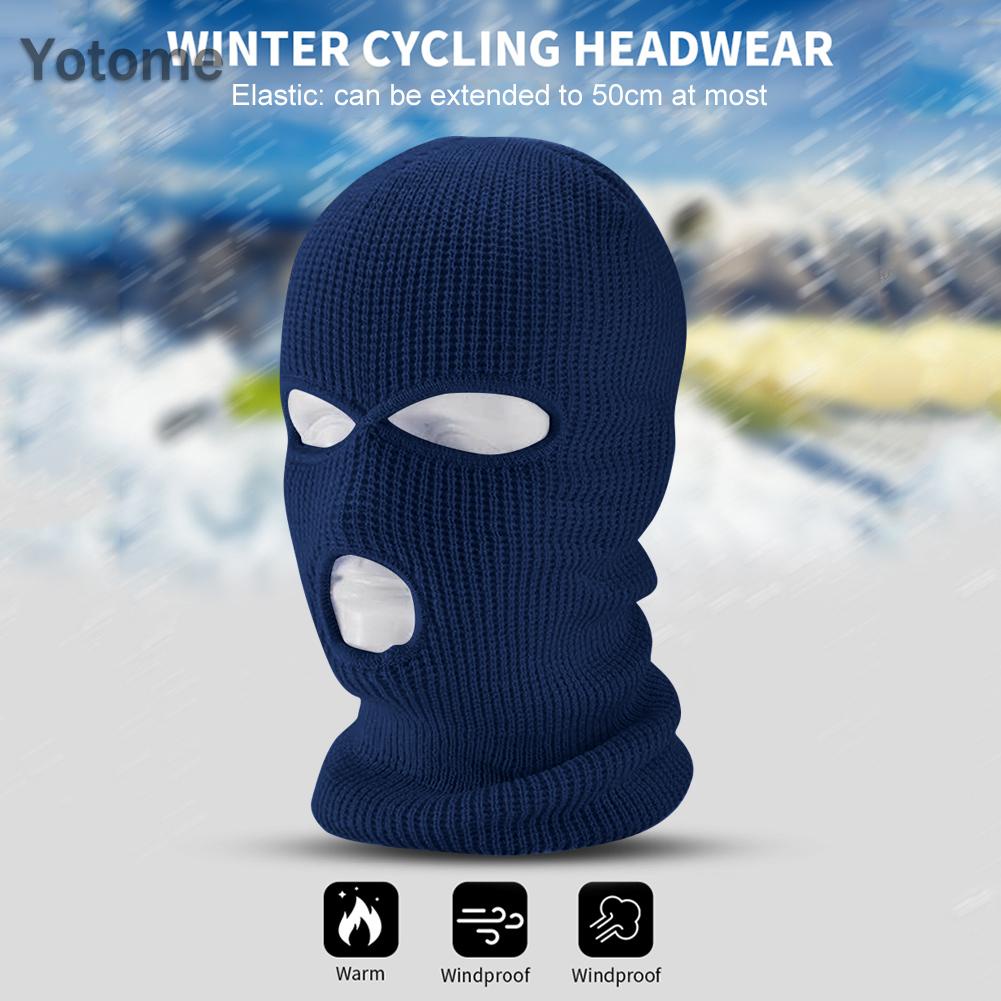 Mũ Trùm Đầu Dệt Kim Có Mặt Nạ acrylic 3 Lỗ Ấm Áp Khi Đi Xe Đạp / Trượt Tuyết