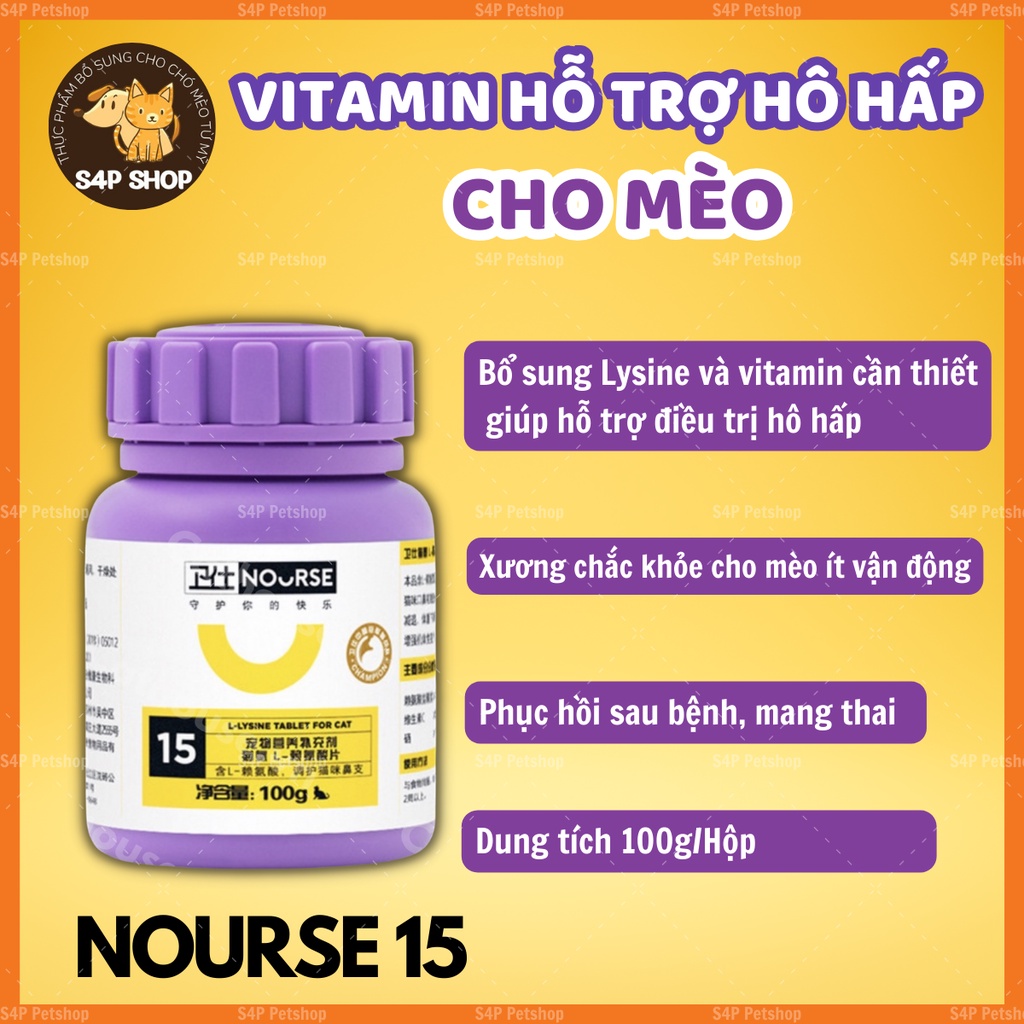 Nourse 15 - Viên nhai vitamin hỗ trợ hô hấp cho mèo khó thở, viêm hô hấp, tăng đề kháng