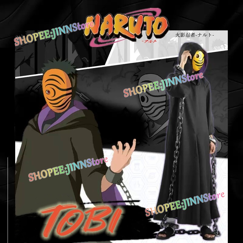 Bộ Áo Choàng Đen + Mặt Nạ + Dây Xích Hóa Trang Nhân Vật anime naruto uchiha obito tobi
