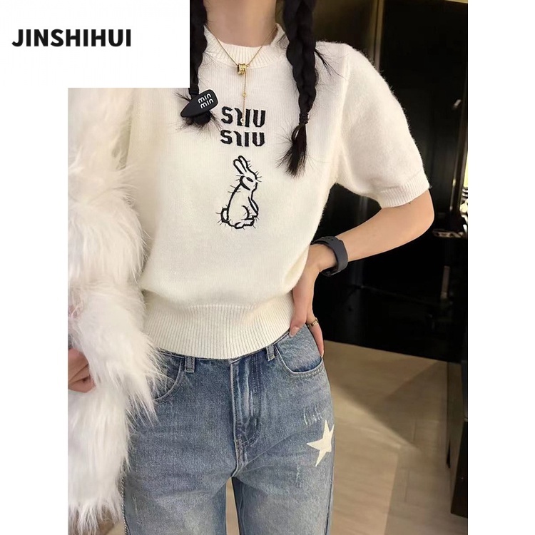 Áo thun nữ croptop JINSHIHUI A29J1IZ 36Z230909 thiết kế dáng ôm phong cách thời trang Hàn Quốc 2023 chất lượng cao