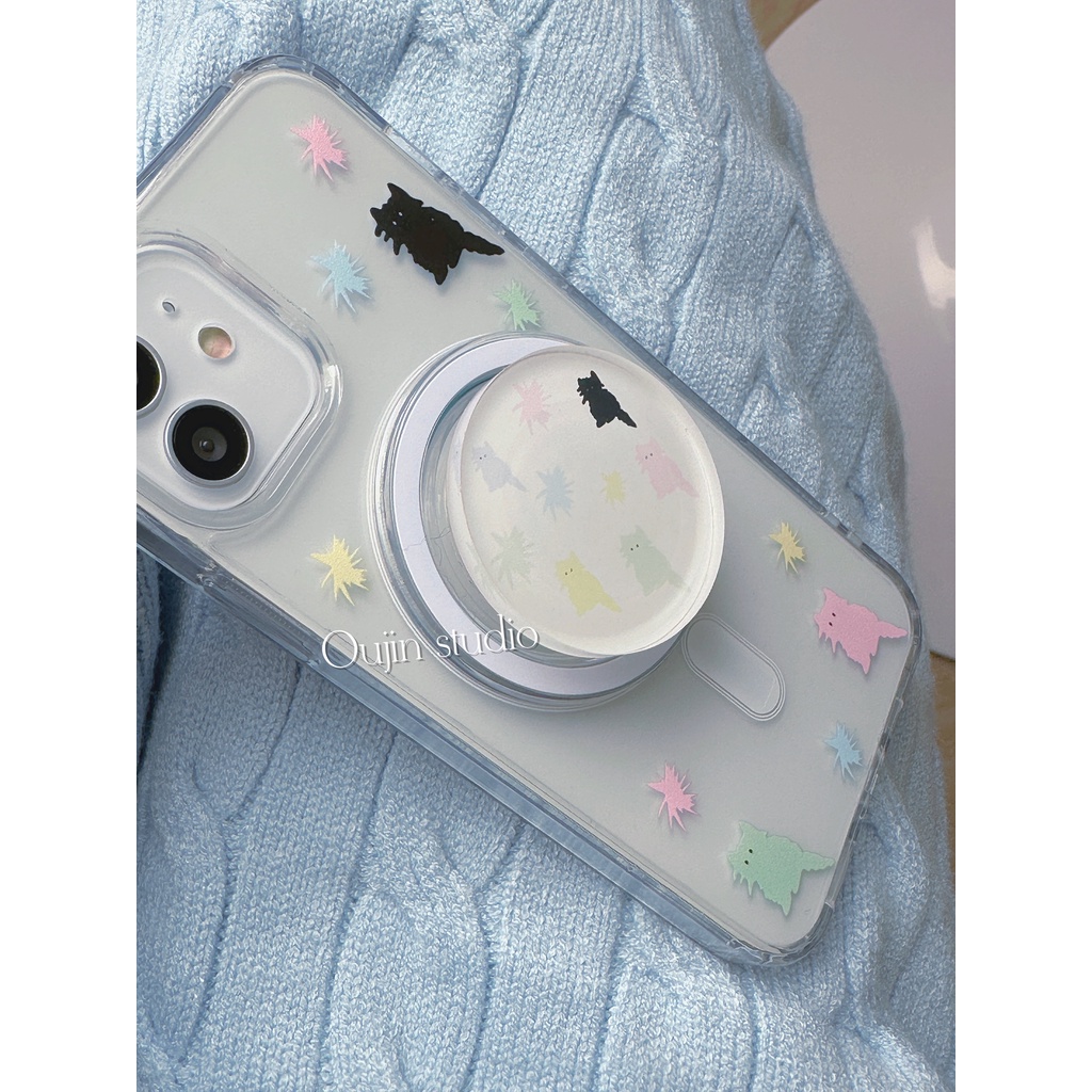 Bao Da Điện Thoại Từ Tính Không Dây In Hình Mèo Nhiều Màu Dễ Thương Cho 15pro / 13 / 14promax / 12 / 11 / x Ốp