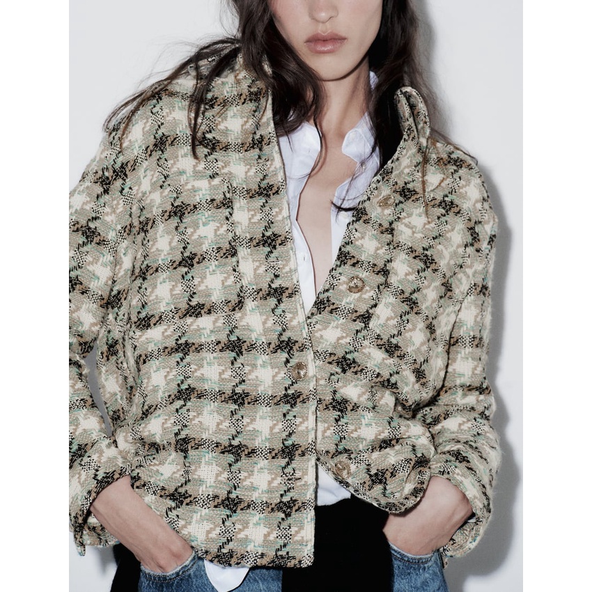 Zara Áo Khoác Dáng Rộng Hoa Văn Kẻ Ô Thời Trang Mùa Thu Đông Dành Cho Nữ 9109167