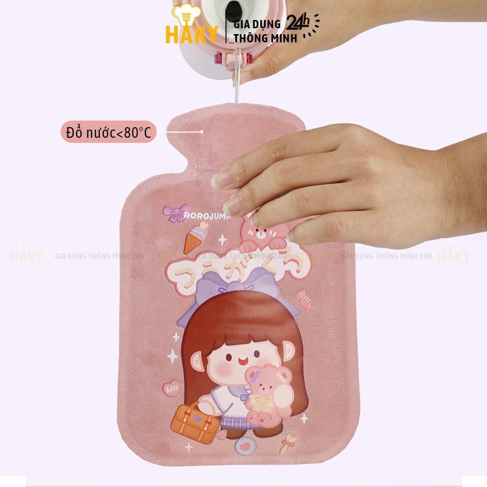 Túi chườm nóng lạnh hoạt hình dễ thương 450ml túi đa năng chườm nóng giảm đau bụng kinh, chườm lạnh hạ sốt HAKY047