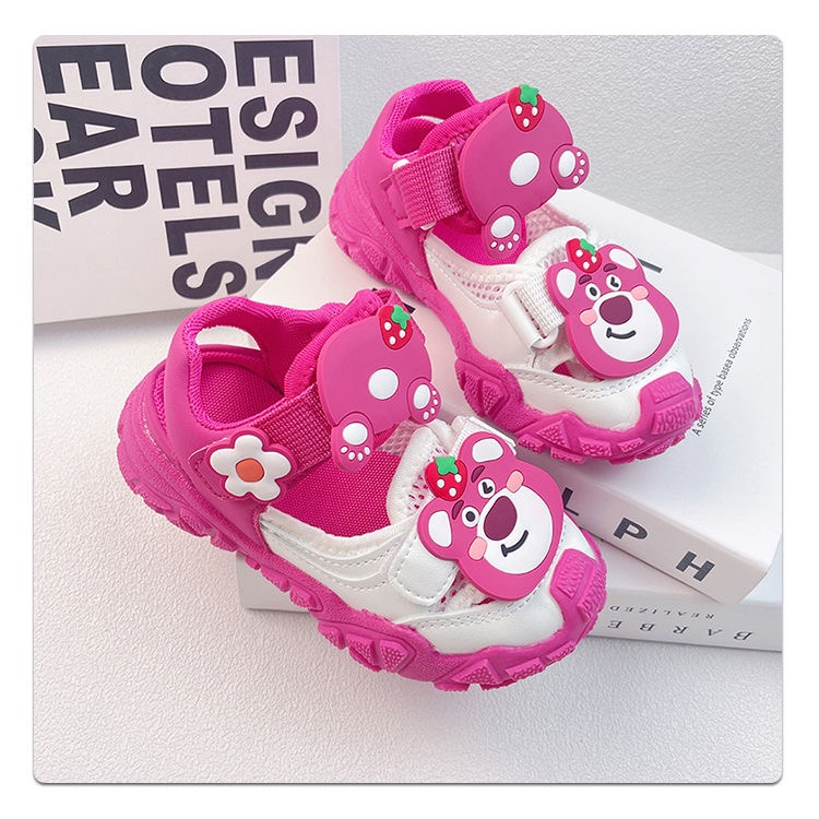 C-FOOT Giày Thể Thao Khoét Lỗ Thoáng Khí Thoải Mái Thiết Kế Hình Gấu Dâu Tây Hợp Thời Trang Cho Nữ