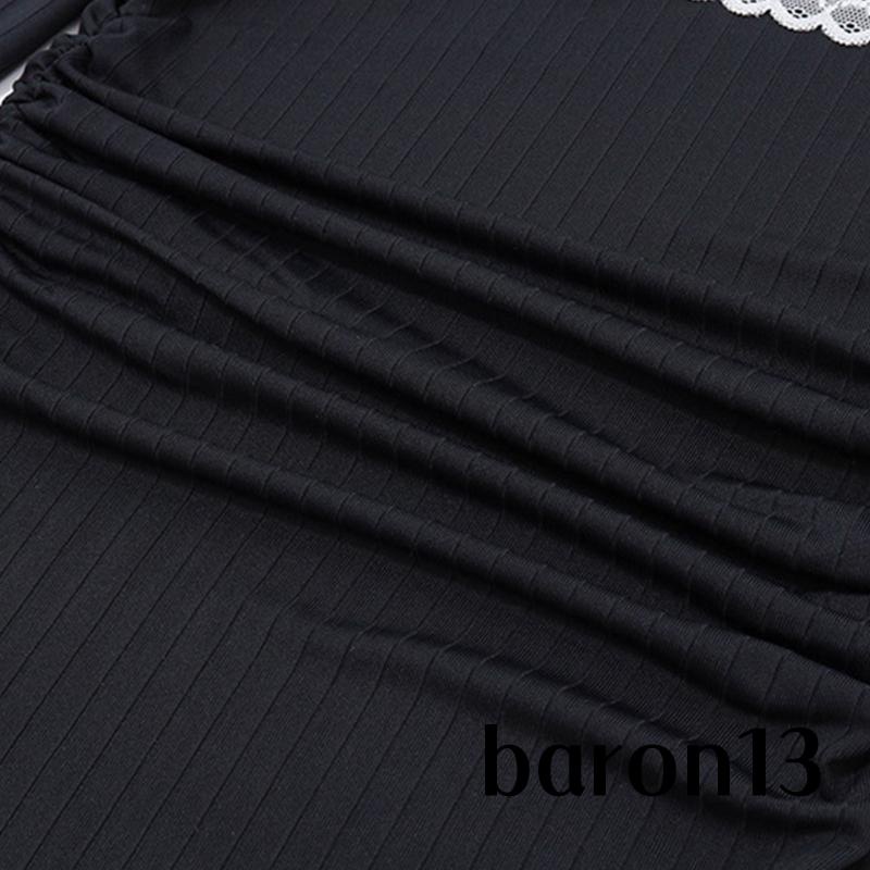 Xo8k-đầm Body Tay Dài Hở Vai Phối Dây Cột Thời Trang Cho Nữ