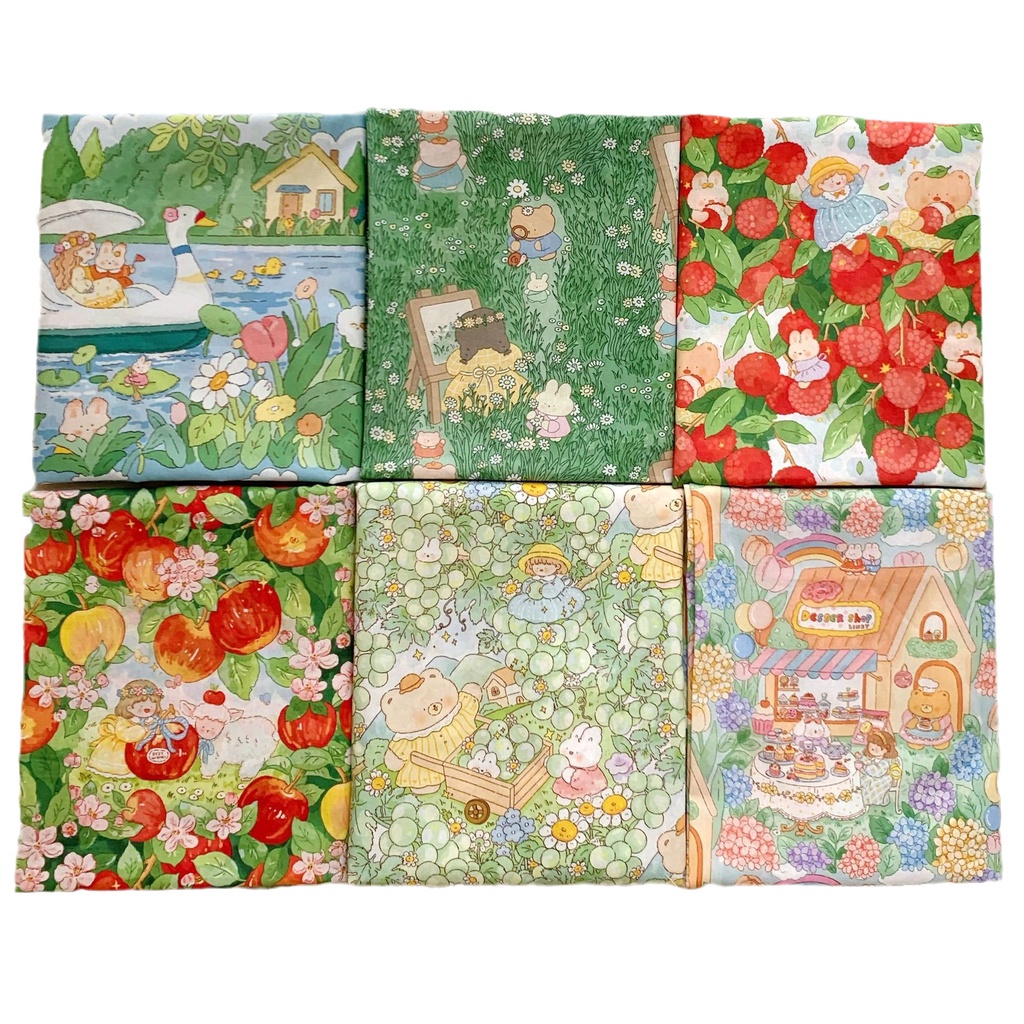 Vải cotton In Họa Tiết Động Vật Dễ Thương Dùng May Quần Áo / Túi Xách diy