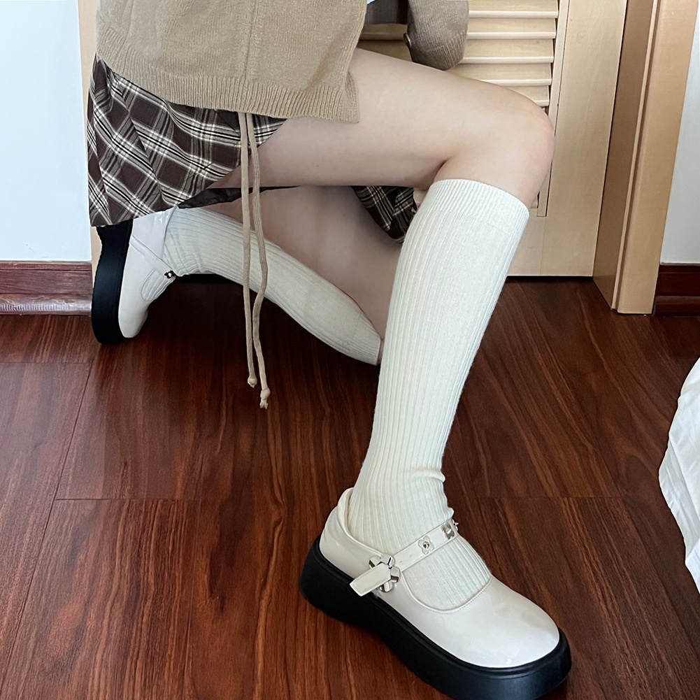 Đôi Tất Chân cotton Dài Màu Trơn Thời Trang Thu Đông Cho Nữ
