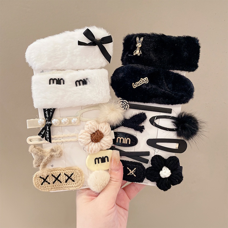 Set 14 Kẹp Tóc Mái Lông Dễ Thương Thời Trang Hàn Quốc Cho Bé Gái