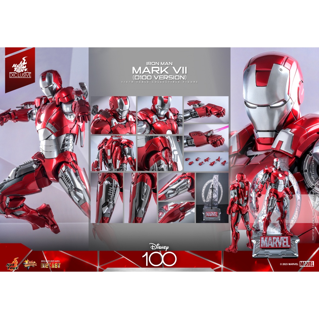 Hàng đẹp Mô hình Hottoys 1/6 MMS-696 D100: Iron-man Mark 7 D100 version cực chất tặng xe