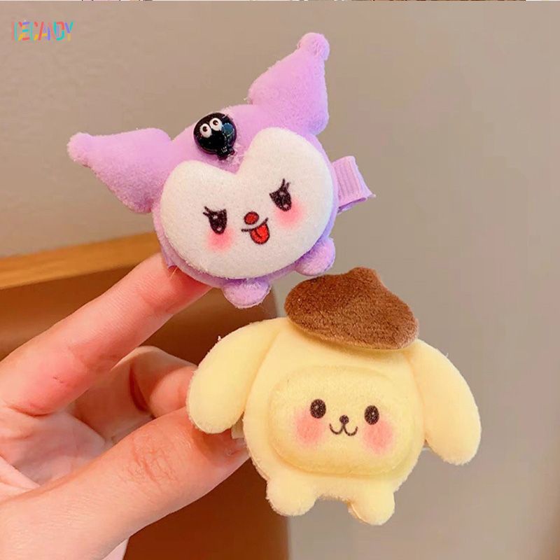Ice🍓SANRIO Dễ Thương Kẹp Tóc Lông Xù Kiểu Hoạt Hình Đáng Yêu Cho Nữ Kiểu Hàn Quốc
