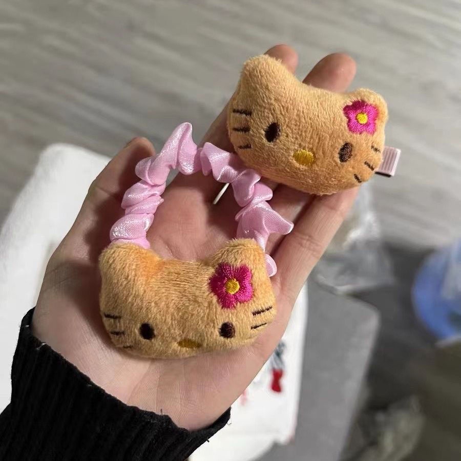 Túi Da Màu Đen Đựng Kẹp Tóc Hình Mèo kitty Dễ Thương