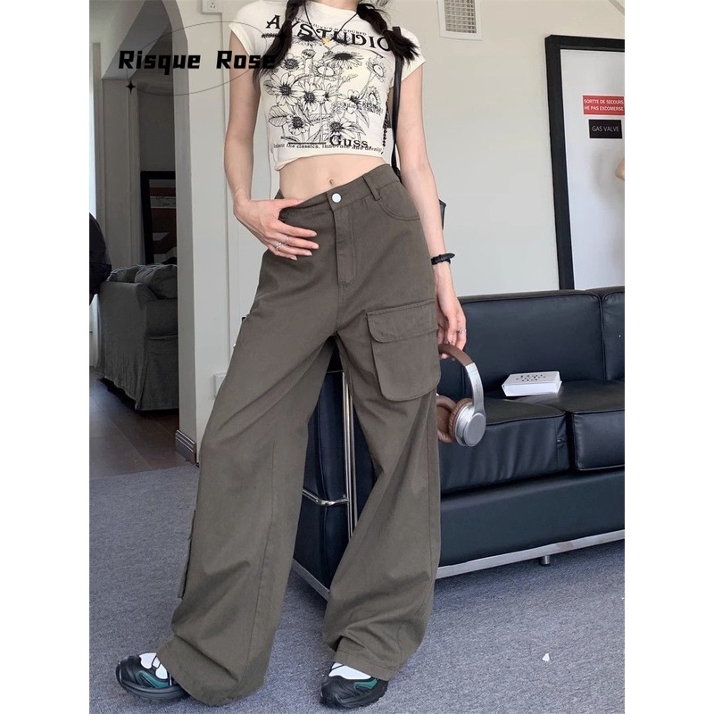 Risque Rose quần ống rộng Quần Túi Hộp casual cổ xưa High-quality comfortable WGK23000EV 40Z231007