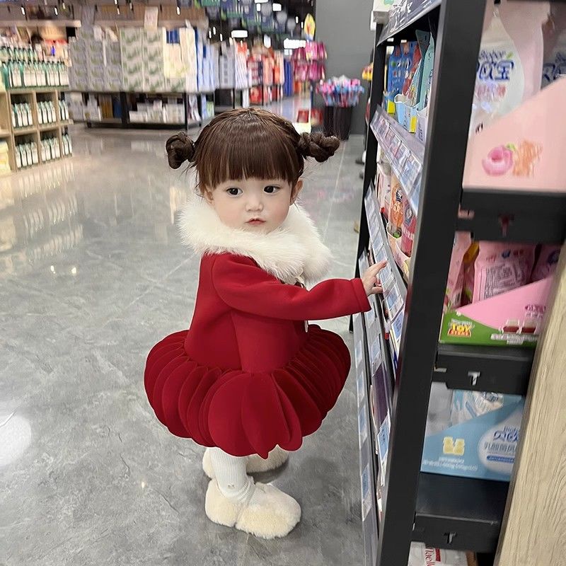 Đầm Sườn Xám Màu Đỏ Mừng Năm Mới Cho Bé Gái