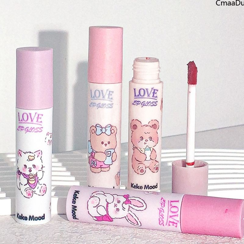 Kemood Son Môi Màu Lì Lâu Trôi Chống Thấm Nước Thiết Kế Vỏ In Hình Mèo Dễ Thương pseudo