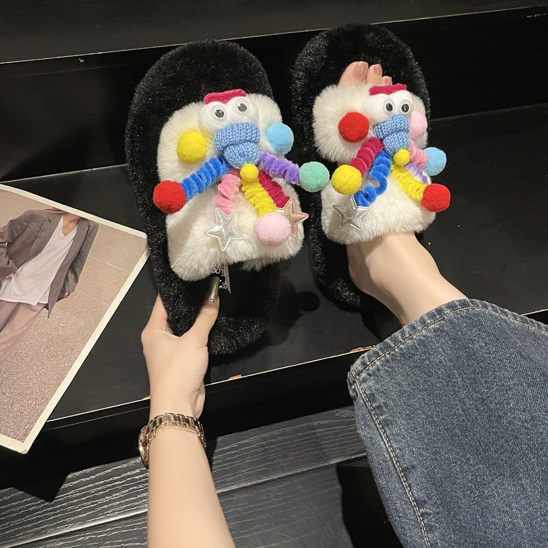 Dép bông dép lông đi chơi dép lông đi trong nhà cute dép lông đế cao dép lông cừu dép Lông Xù dép lông nữ dép lông đen