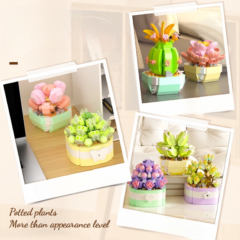 Đồ Chơi Lắp Ráp Chậu Cây Nhỏ Để Bàn Trang Trí