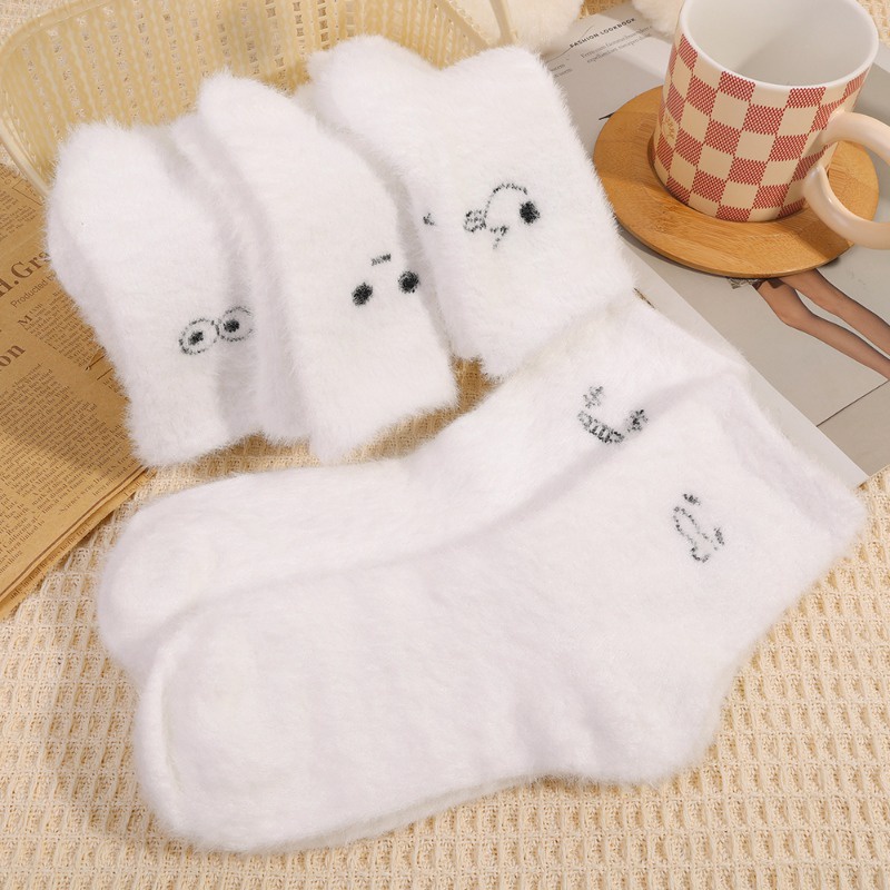 Vớ Nhung Giả Lông Chồn Siêu Mềm Dày Dặn Ấm Áp In Họa Tiết Hoạt Hình Dễ Thương Cho Nữ