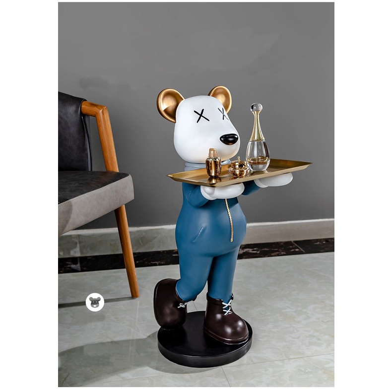 Tượng bearbrick gấu đỡ khay, gấu bồi bàn trang trí sang trọng và thời thượng  tặng thêm xe