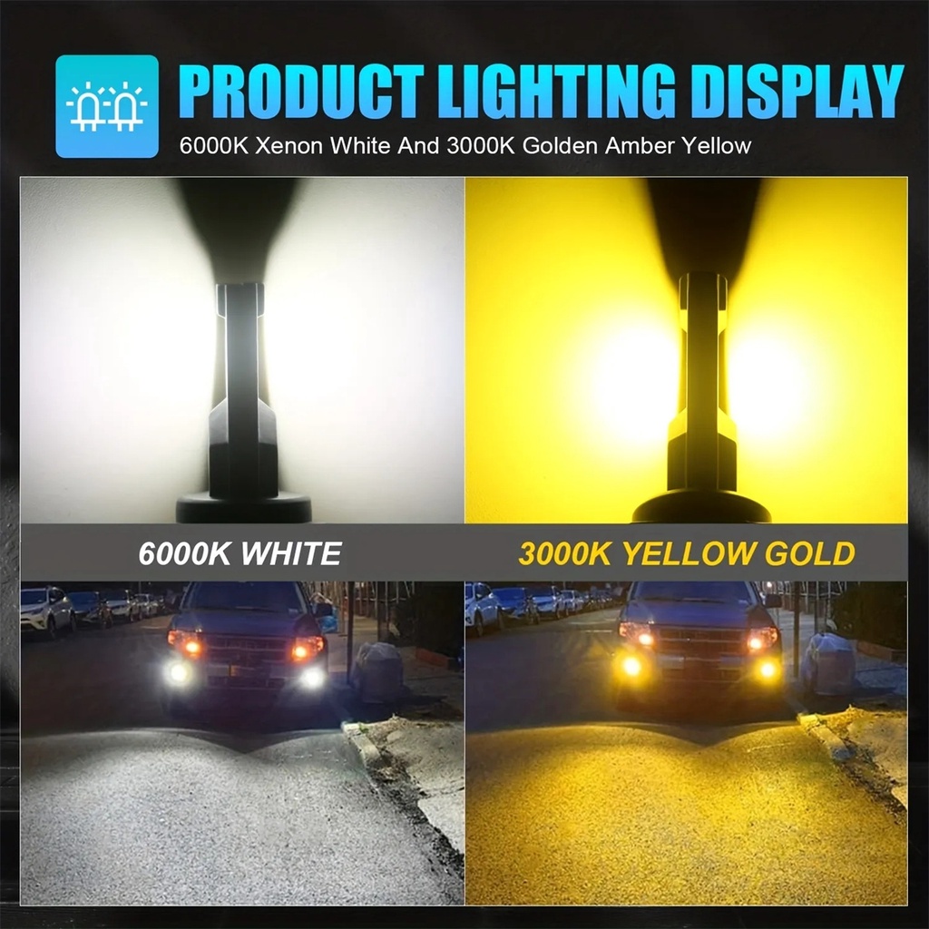 Bộ 2 Đèn led Sương Mù h11 h8 h16 9006 9005 3000k Ánh Sáng Trắng / Vàng 6000k Cho Xe Hơi