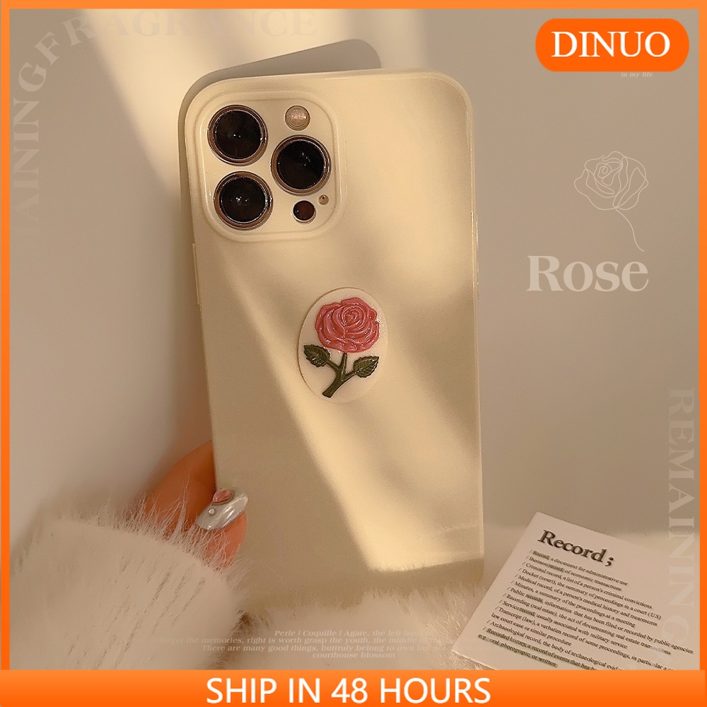 ỐP LƯNG IPHONE Ốp Điện Thoại Ba Chiều Hình Hoa Hồng Vàng Sữa Cho iphone15 / 14promax / 13 / 12 / pro / promax / 11-dinuo/TX