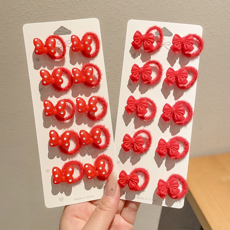 Set 30 Dây Cột Tóc Co Giãn Đính Nơ Thời Trang Hàn Quốc Cho Bé Gái