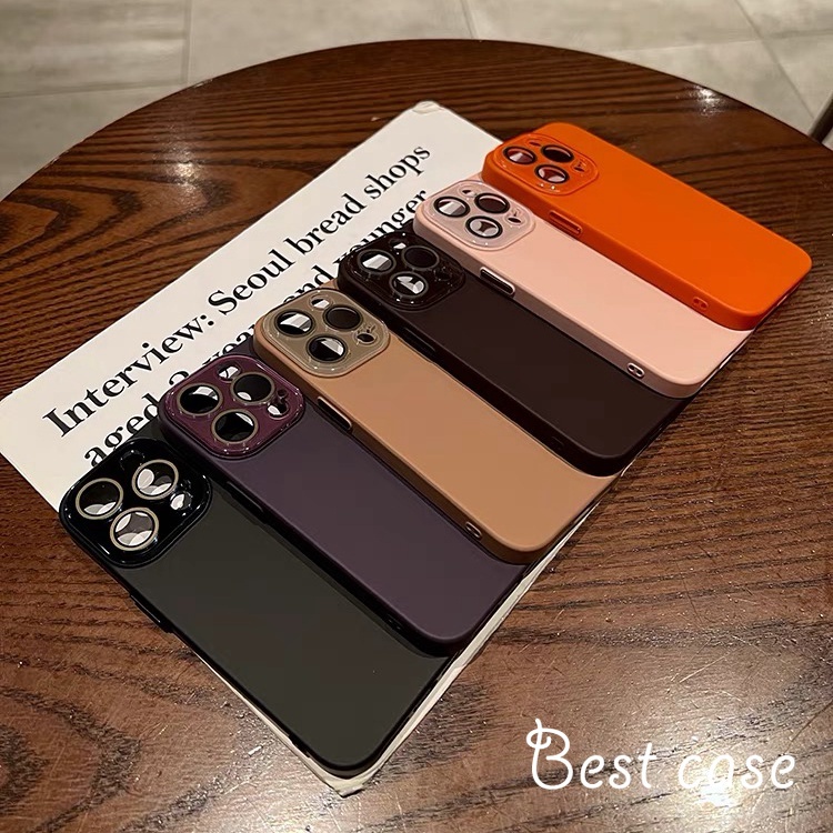 Ốp Điện Thoại Cứng Siêu Mỏng Bề Mặt Nhám Màu Nâu / Nâu Cho iphone 11 12 13 14 15 pro max 11pro 15plus