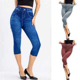 Thời trang quần legging giả jean rách cá tính jf1028 >