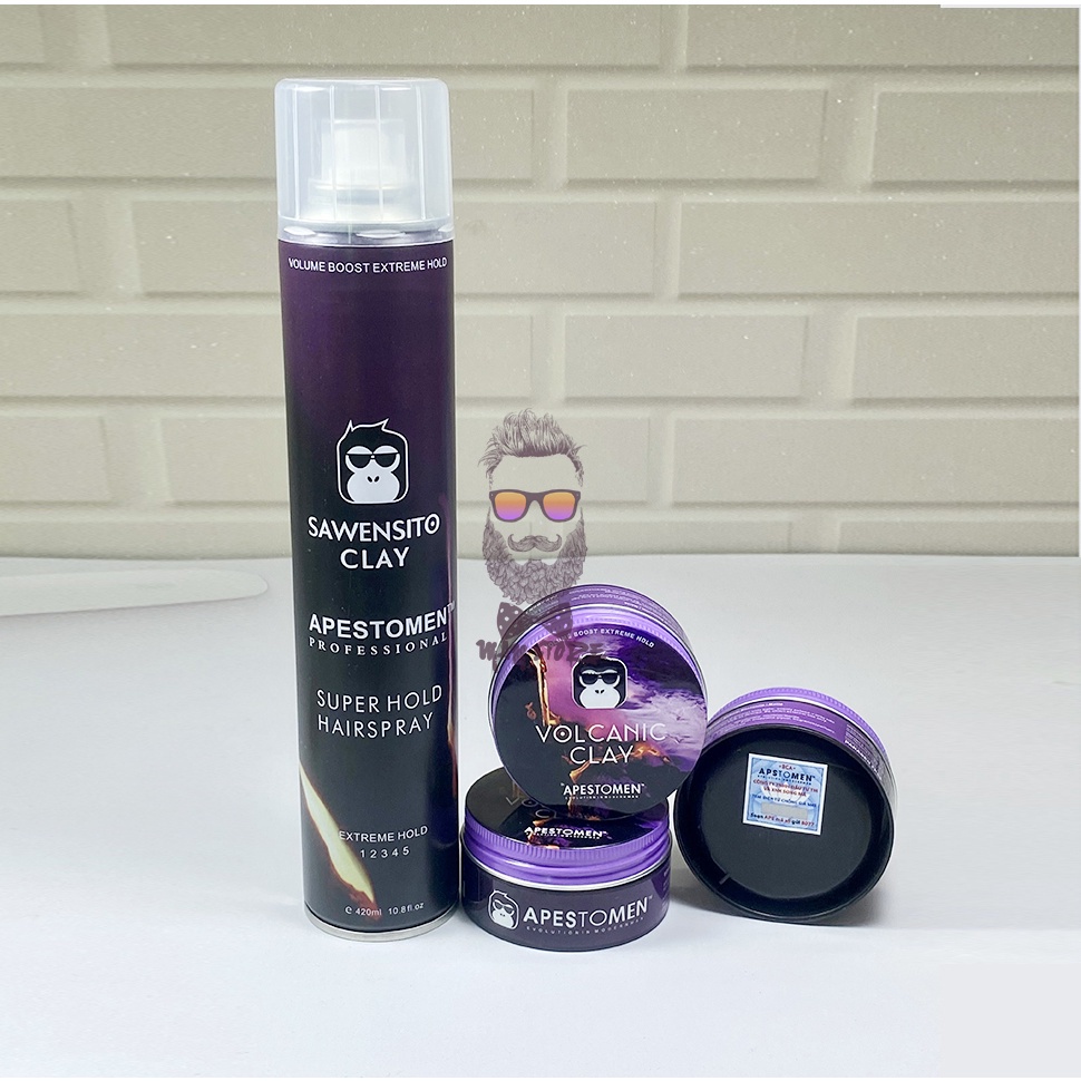 COMBO Gôm Sáp Volcanic Clay Tạo Kiểu Và Giữ Nếp Cho Tóc Cả Ngày Dài 80G + 420ml