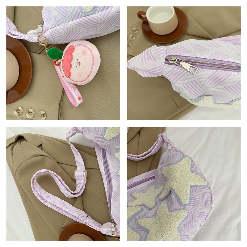 Moweikaidi Túi canvas Đeo Chéo Họa Tiết Ngôi Sao Dễ Thương Thời Trang Nhật Hàn