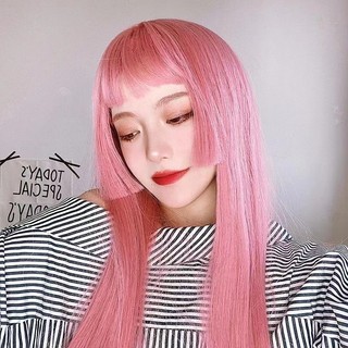 Tóc Giả Dài Thẳng Màu Hồng Nhạt Dùng Hóa Trang lolita