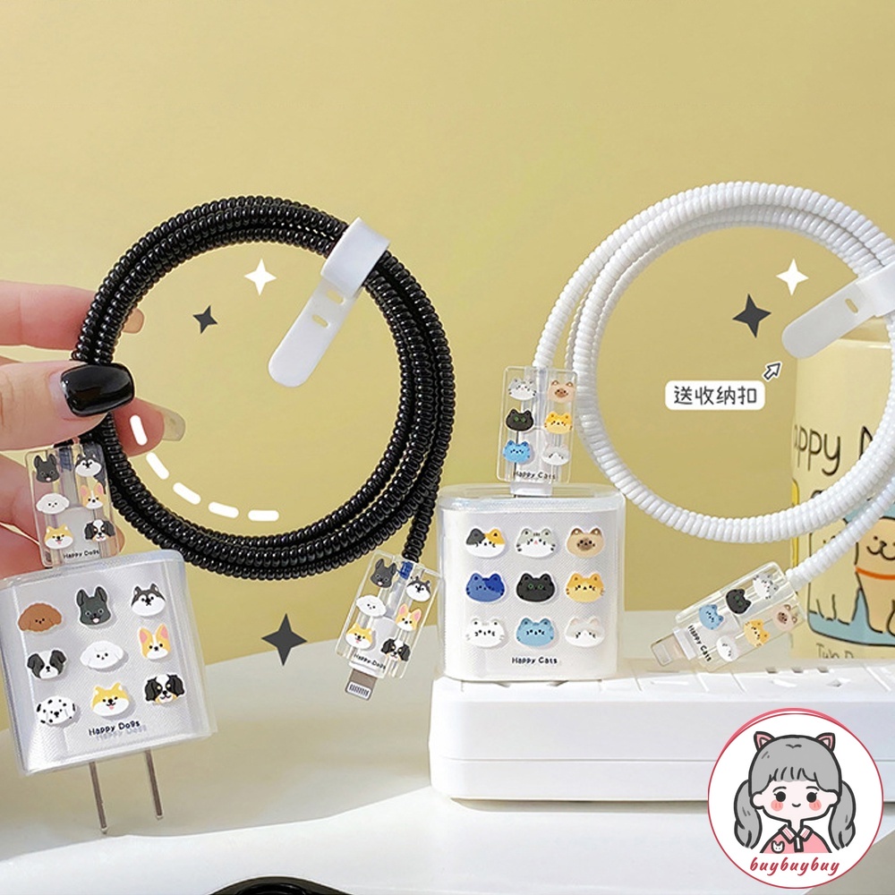 Dễ Thương Vỏ Bảo Vệ Hộp Sạc Tai Nghe iphone 11 12 13 14 18w-20w Bằng Silicon Trong Suốt Hình Chó Mèo