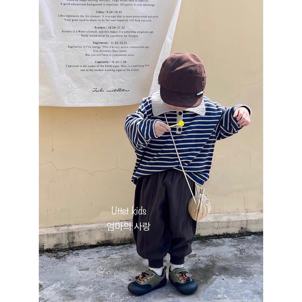 ÁO LEN POLO SỌC PHONG CÁCH HÀN QUỐC CHO BÉ GÁI VÀ BÉ TRAI RẤT ĐẸP T31