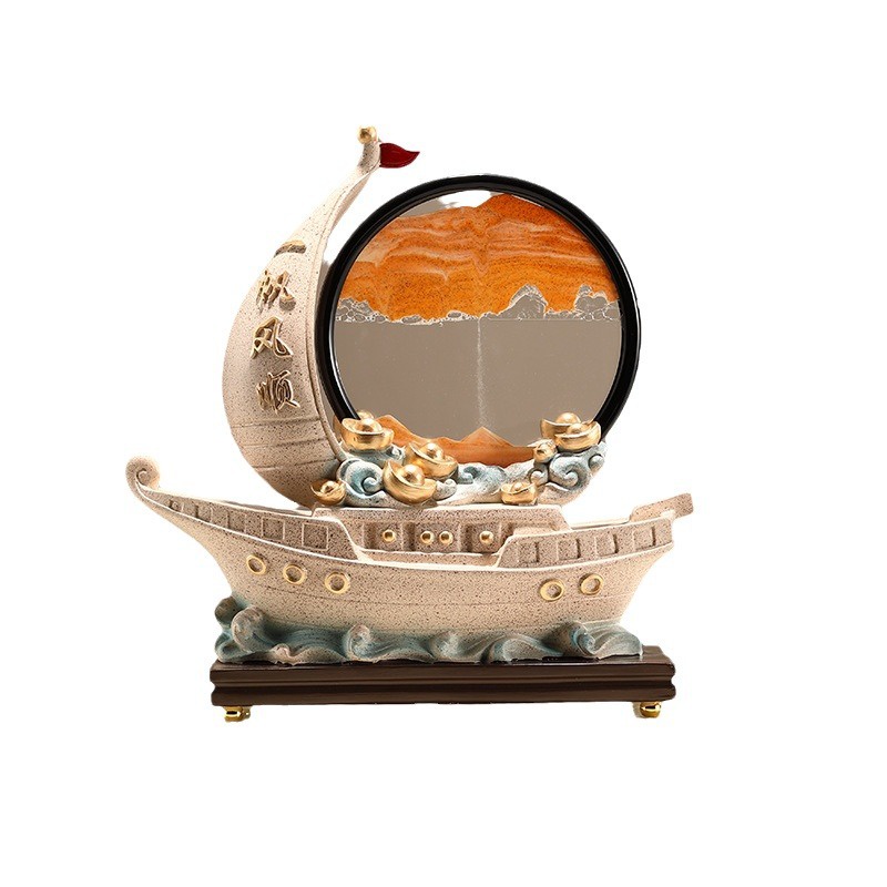 Đồng Hồ Cát Vẽ Tranh Thuyền Buồm Lấp Lánh Sáng Tạo Để Bàn Trang Trí Phòng Khách / Tủ Rượu / Văn Phòng