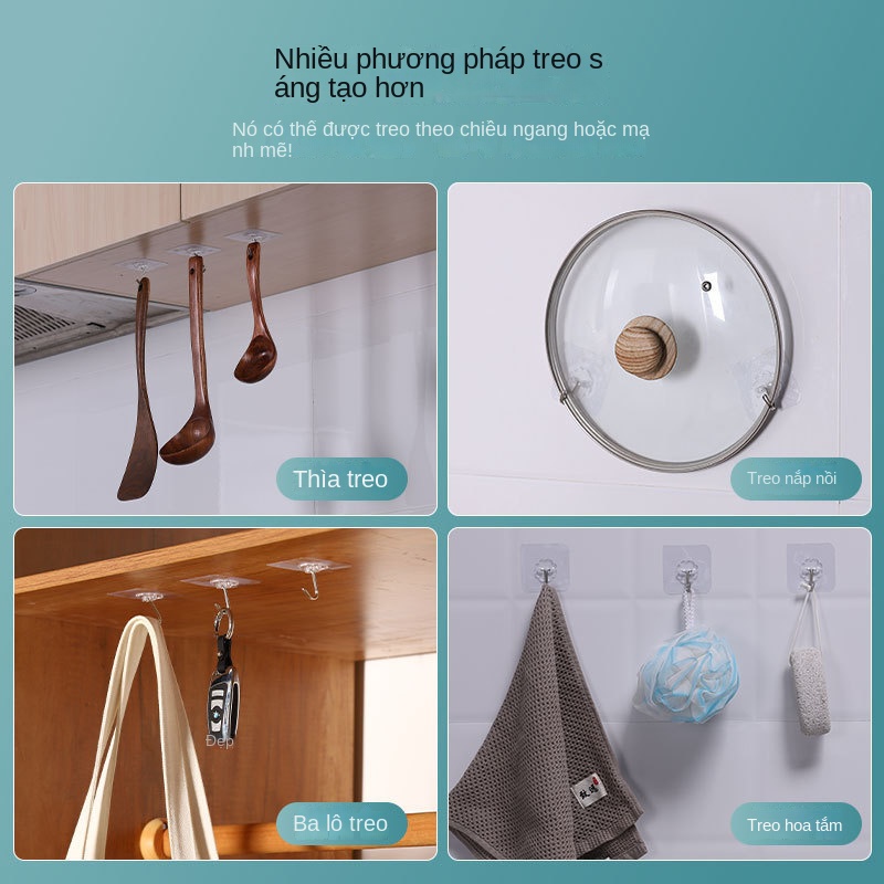 Móc Treo Đồ Dán Tường Bằng Nhựa Trong Suốt Chịu Lực 20kg（Vận chuyển nội địa Việt Nam）