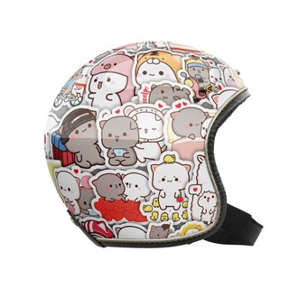 Set 50 cái Sticker Mèo Mochi chống nước, Hình Dán Mochi Cat giá rẻ, decal Mochi dán mũ bảo hiểm, laptop, dán xe, vali